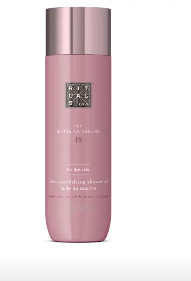 Bottle of Rituals The Ritual of Sakura shower oil with cherry blossom scent