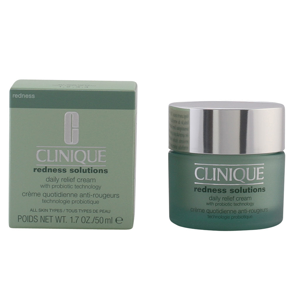 Clinique Redness Daily Relief Cream jar, oil-free moisturizer for sensitive skin