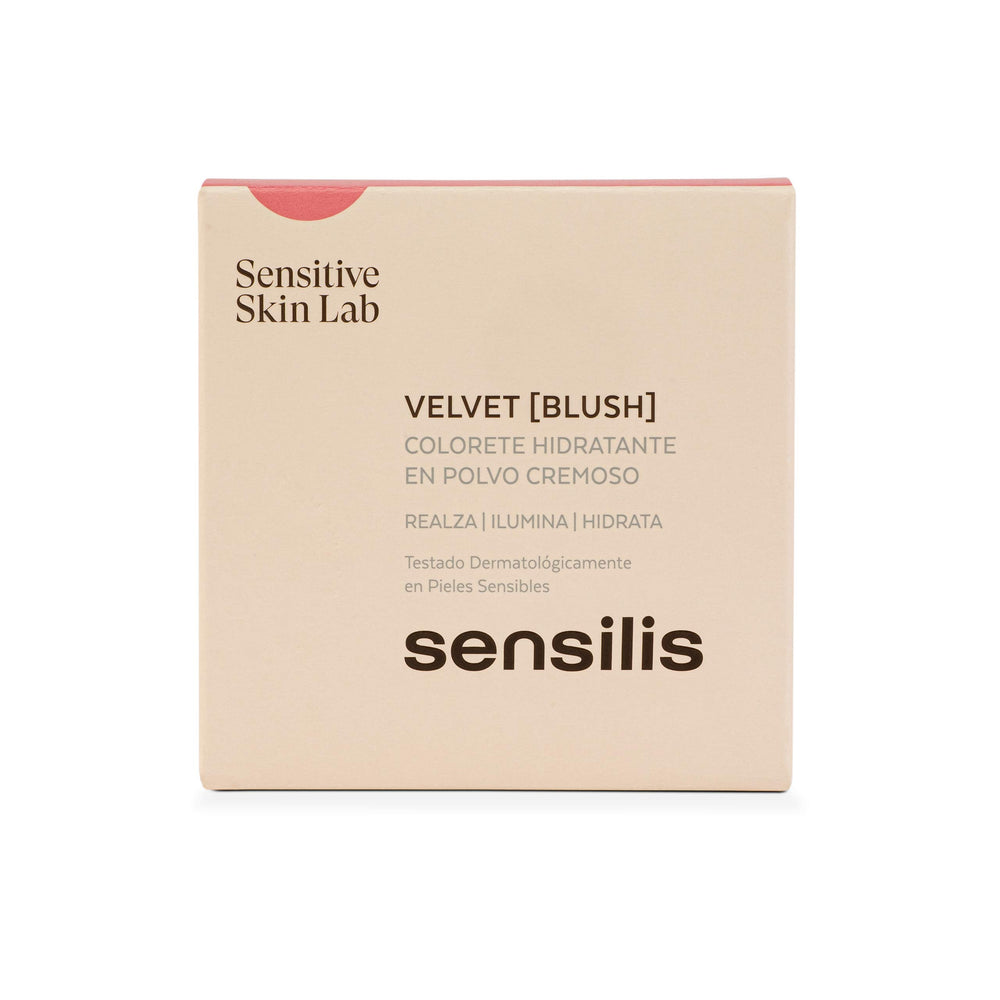 Sensilis Square pink cream-to-powder blush in plastic compact with built-in mirror, pressed powder finish