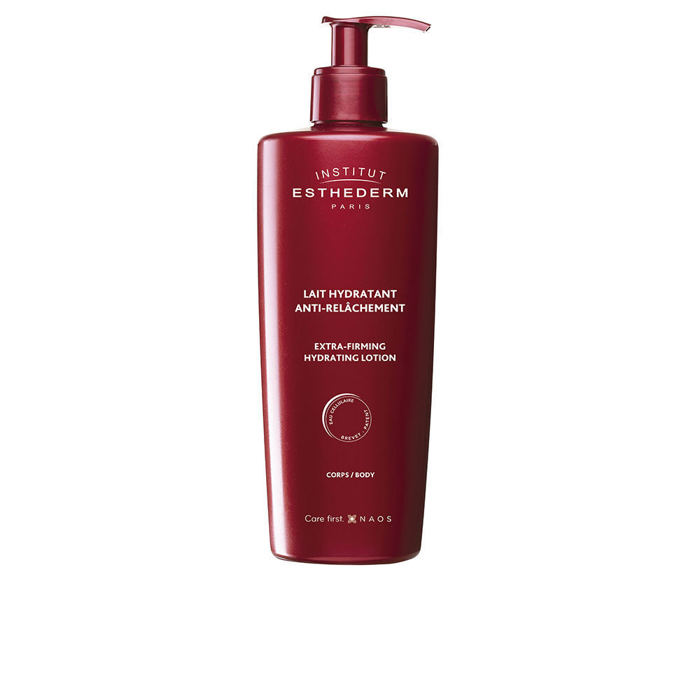 Bottle of Institut Esthederm firming body milk with clean, elegant packaging
