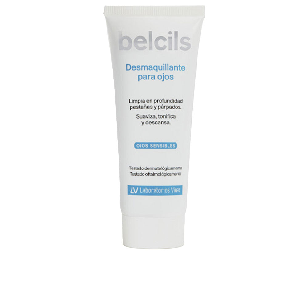 Belcils white gel in minimalist plastic tube with screw cap, clean modern design and subtle sheen