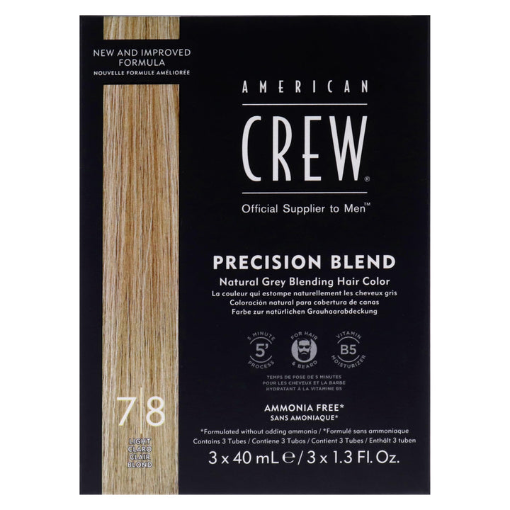 Three cream hair colour tubes in warm blonde shade, box and conditioner