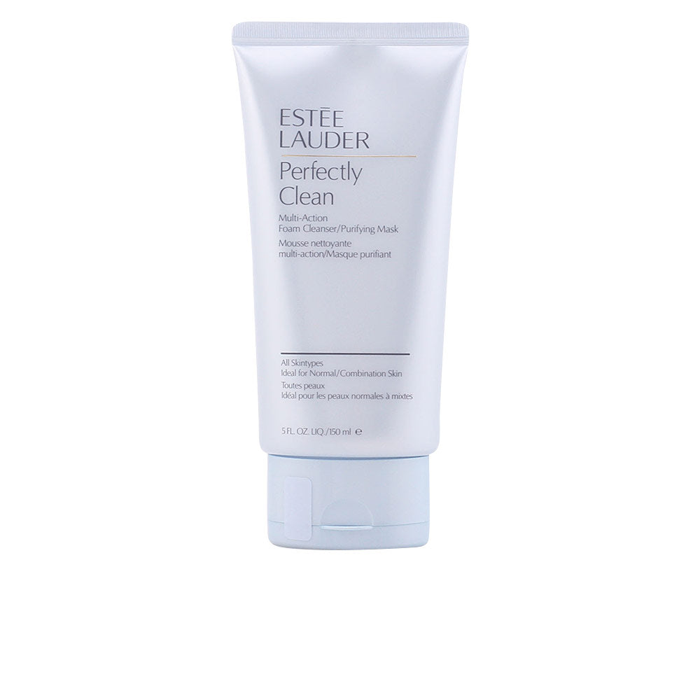 Estée Lauder White foam cleanser in plastic tube with flip-top cap, printed logo and minimalist text