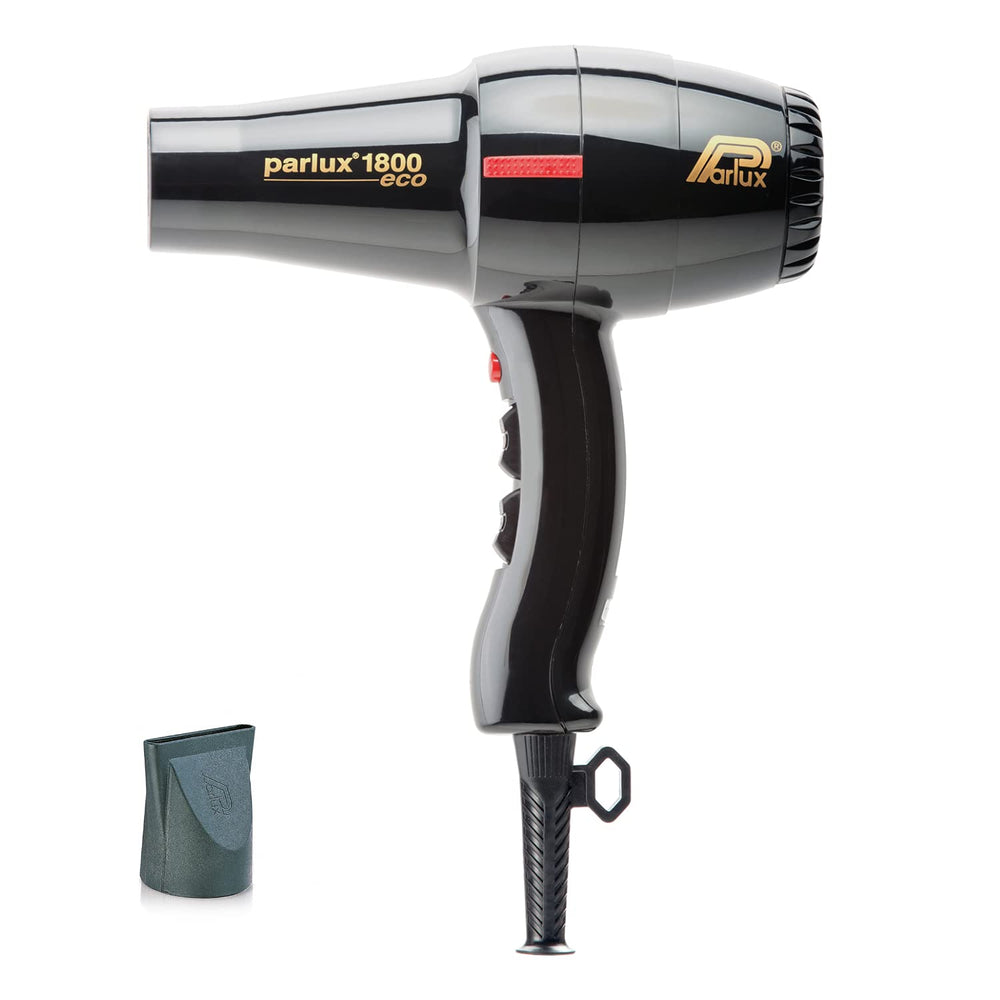 Black professional hairdryer with long nozzle and 3 m cable, ergonomic handle