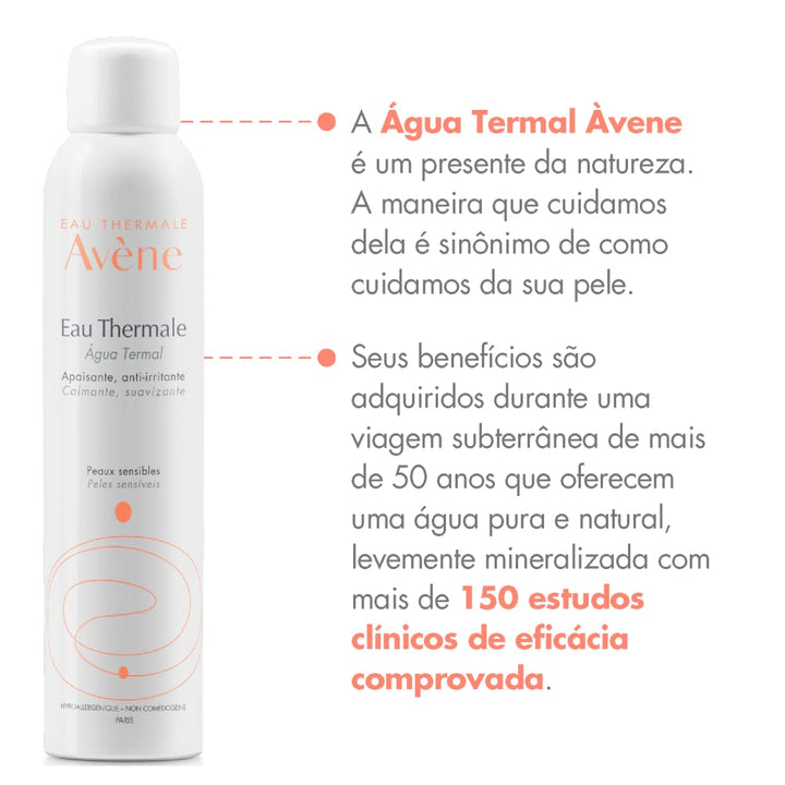 Avène White cylindrical plastic spray bottle with printed logo and text, minimalist thermal spring water design