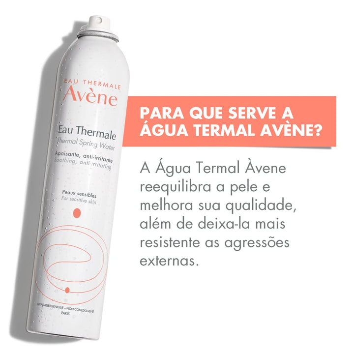 Avène White cylindrical plastic spray bottle with printed logo and text, minimalist thermal spring water design