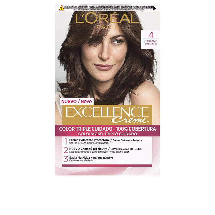 Chestnut shade 4 permanent cream hair colour kit, 192 ml, Unisex