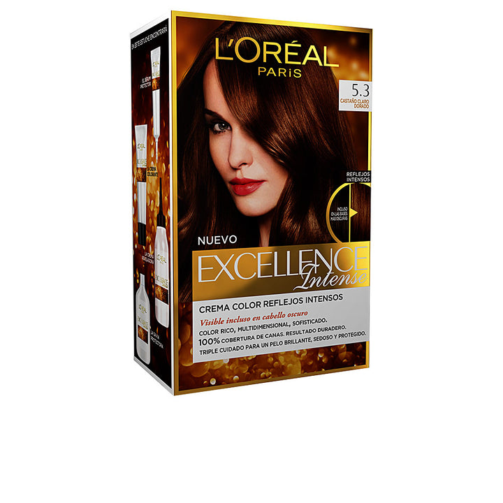 Tube and developer kit for light golden brown permanent hair colour, 5.3 shade