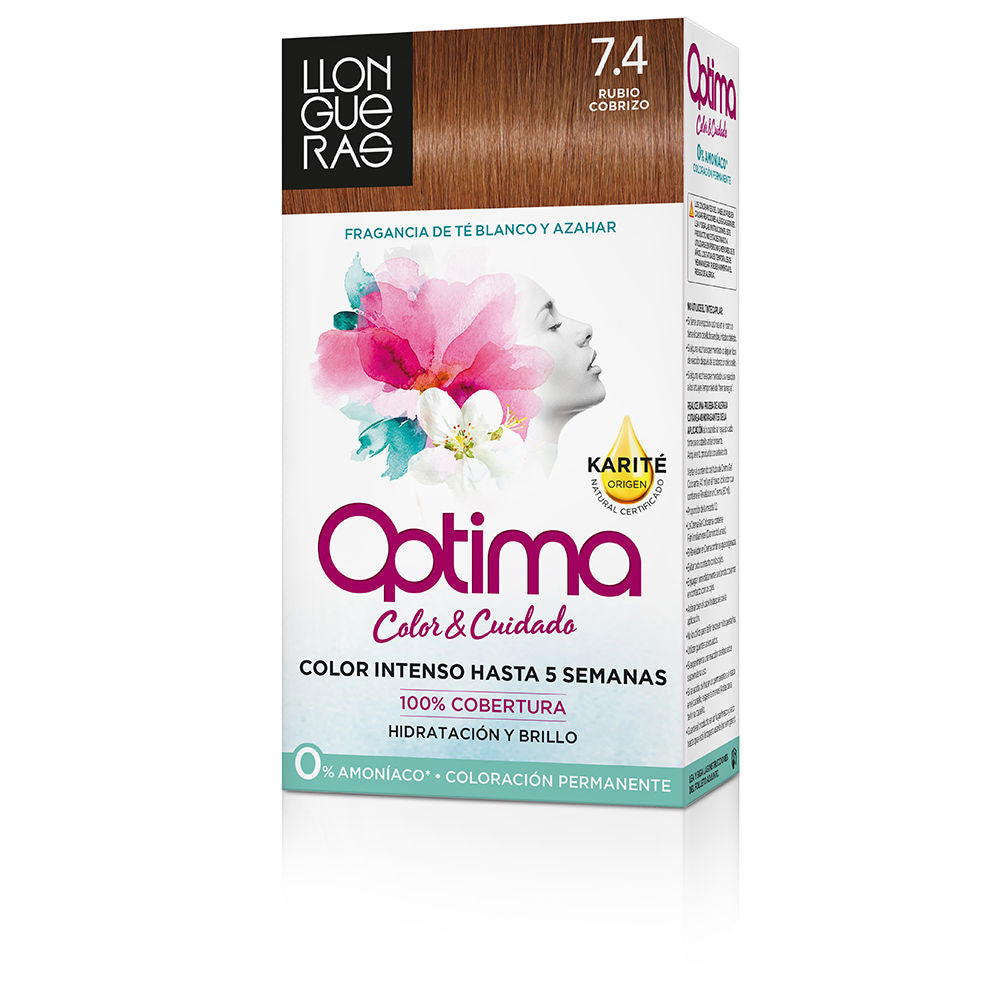 Tube and sachets of copper-chestnut permanent hair colour with treatment sachets