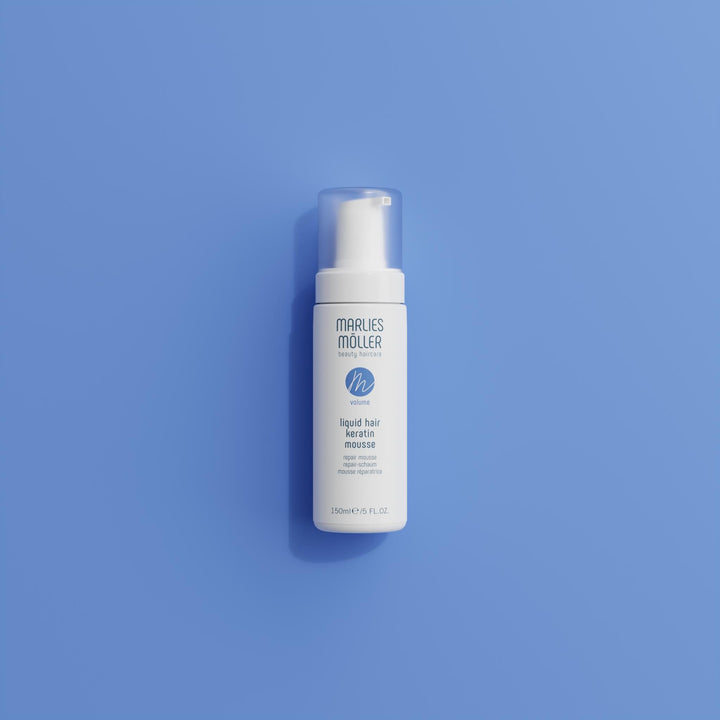 150 ml bottle of Liquid Keratin Hair Mousse, lightweight foam for all hair types