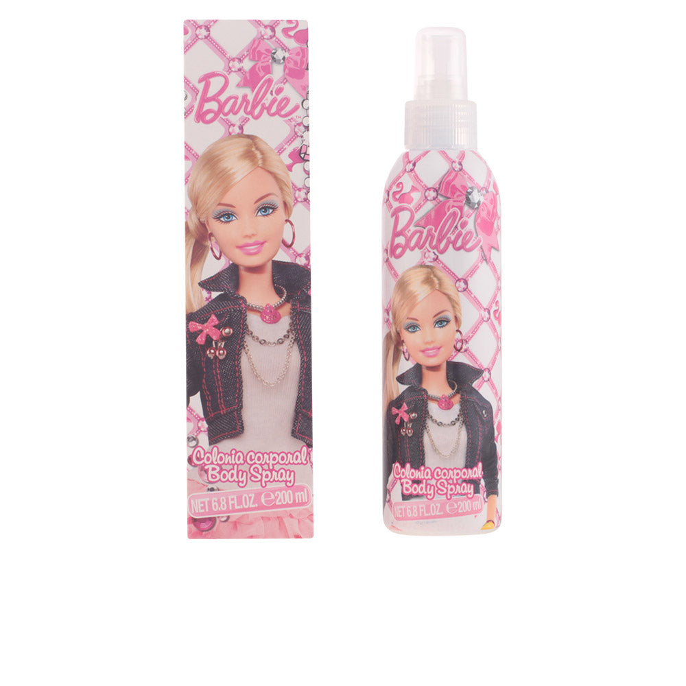 Cartoon Soft pink plastic spray bottle with Barbie character image, transparent cap, pink chain background pattern