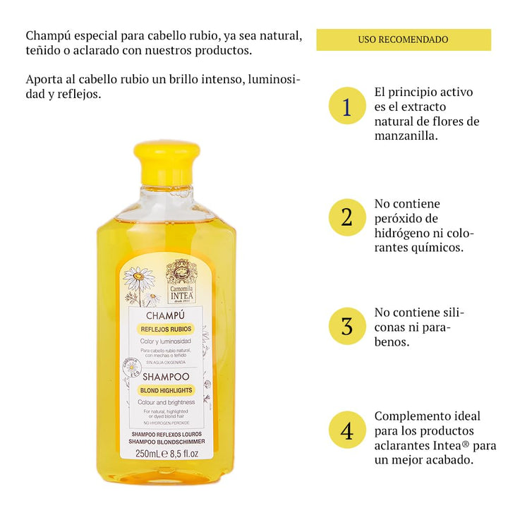 250 ml chamomile shampoo bottle for light and blonde hair, clean white label