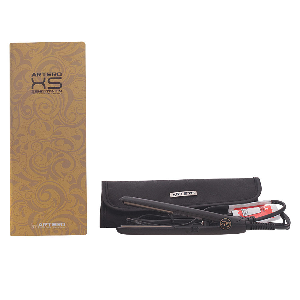 Compact nano titanium hair straightener with heat‑resistant travel pouch, ideal for travel