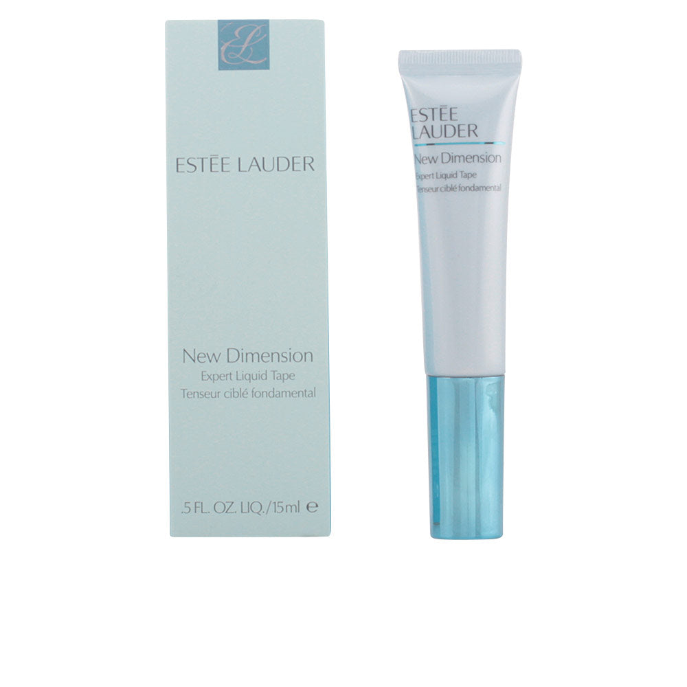 Estée Lauder Light blue plastic tube with silver screw cap beside minimalist cardboard box, modern cosmetic presentation .