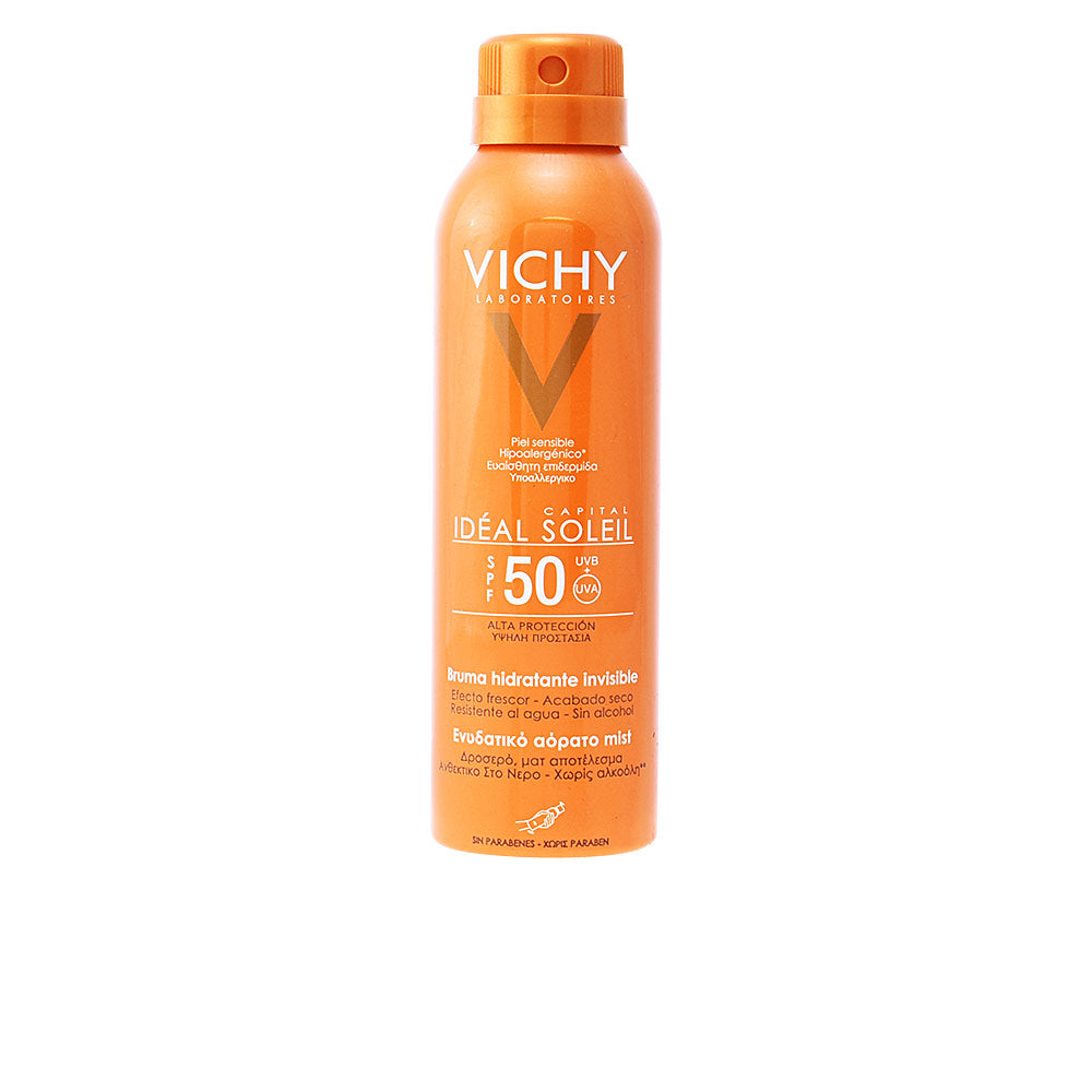 Vichy Capital Soleil invisible dry touch SPF50+ spray bottle, sun protection for sensitive skin