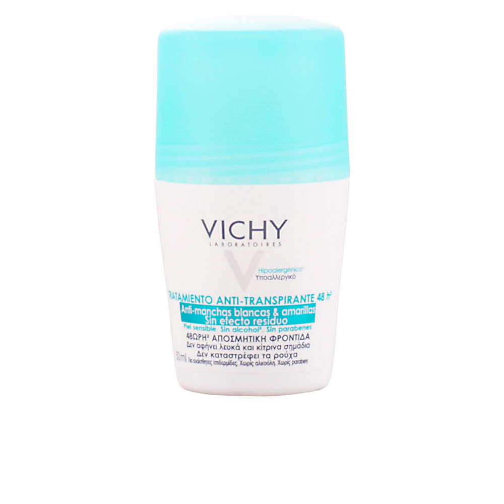 Vichy roll‑on antiperspirant bottle for sensitive skin, clear application, up to 48‑hour protection