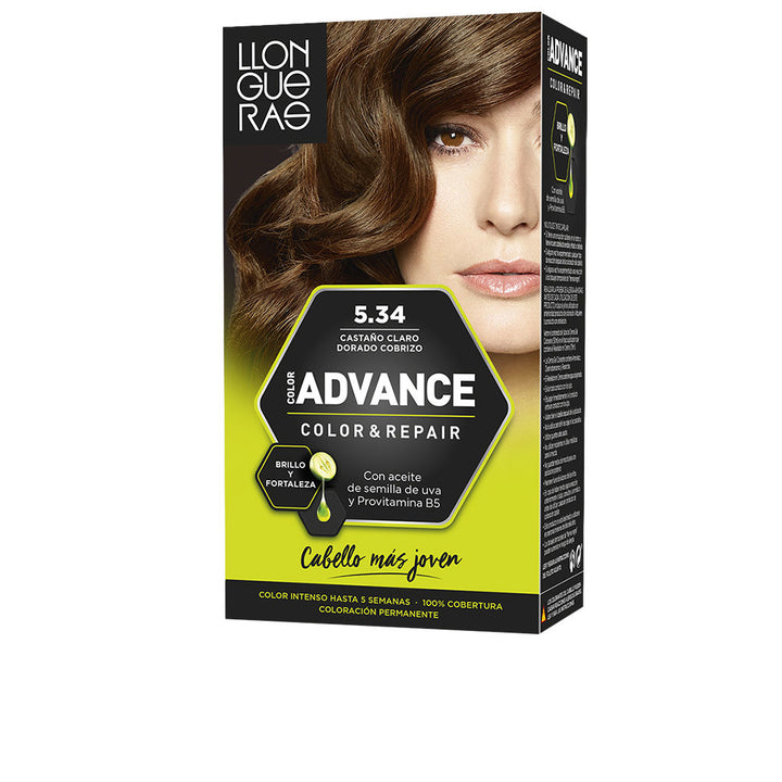 Tube and developer pack with reparative treatment; shade 5.34 light brown