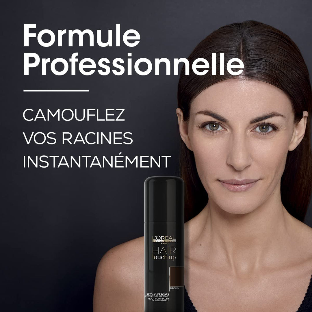 Aerosol root concealer spray bottle, dark brown, 75 ml, fine mist