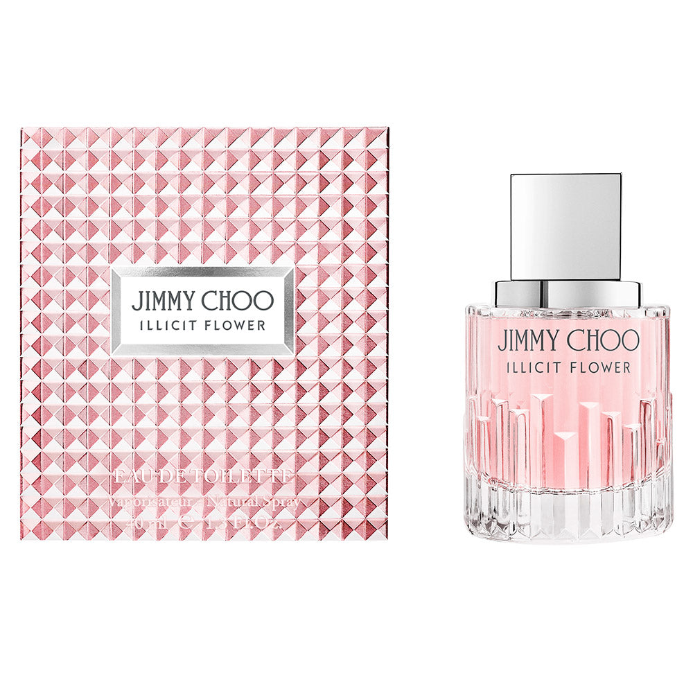 Clear crystal perfume bottle with sculpted prisms and silver cap, 40 ml, floral-woody scent