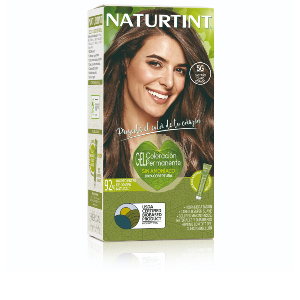Tube of light golden brown ammonia-free hair colour with quinoa care mask, 50 ml