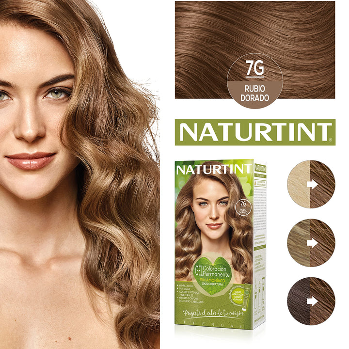 Tube and developer of 7G golden blonde gel hair colour with quinoa mask, 170 ml