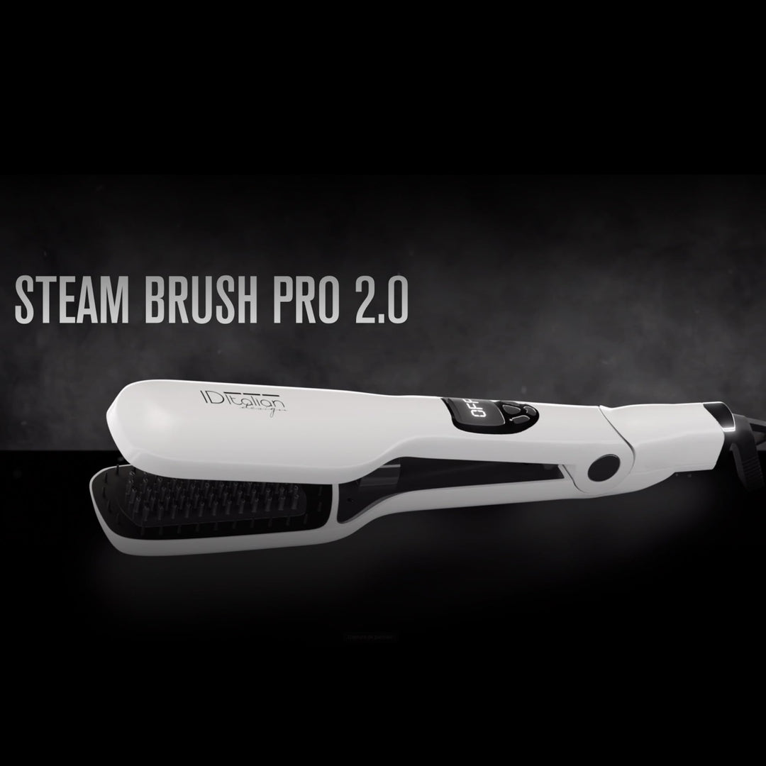 Slim ceramic steam brush with digital display and bottom water tank, ergonomic handle