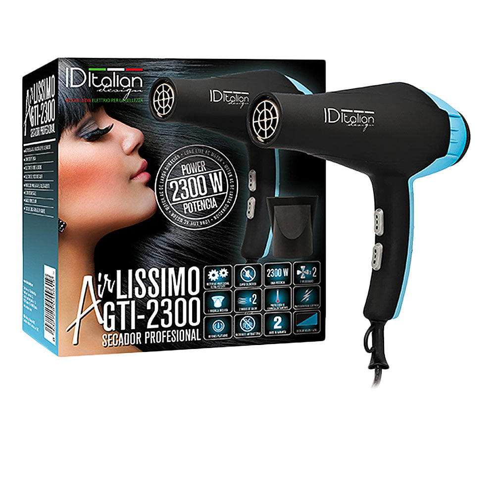 Blue professional ceramic hair dryer with long cable and removable filter