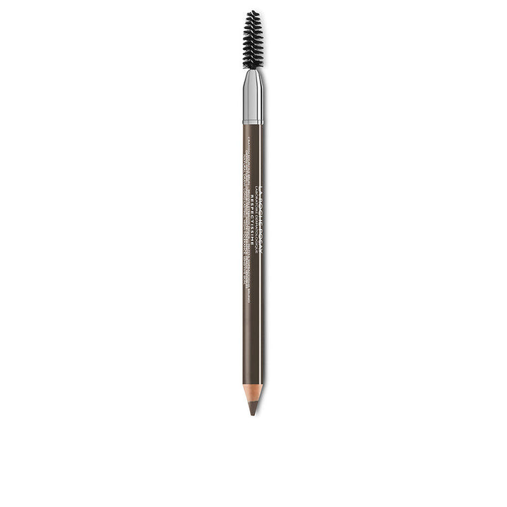 Slim brown eyebrow pencil with integrated spoolie, 1.3 g, water‑resistant
