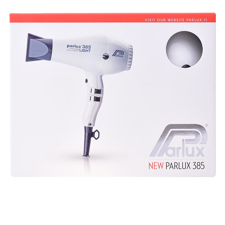 White compact ceramic ionic hair dryer, ergonomic handle, 3 m cable, Unisex
