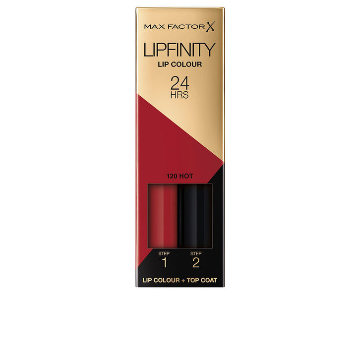 Slim 2 ml cream lip colour tube in warm pink shade labelled 120‑hot