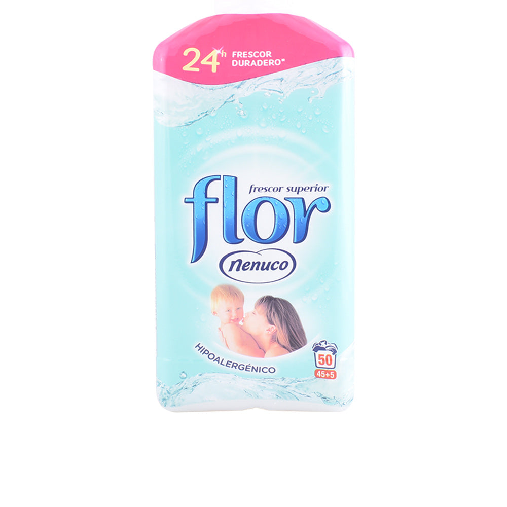 Bottle of FLOR Nenuco fabric softener with classic fresh scent, for 36 loads