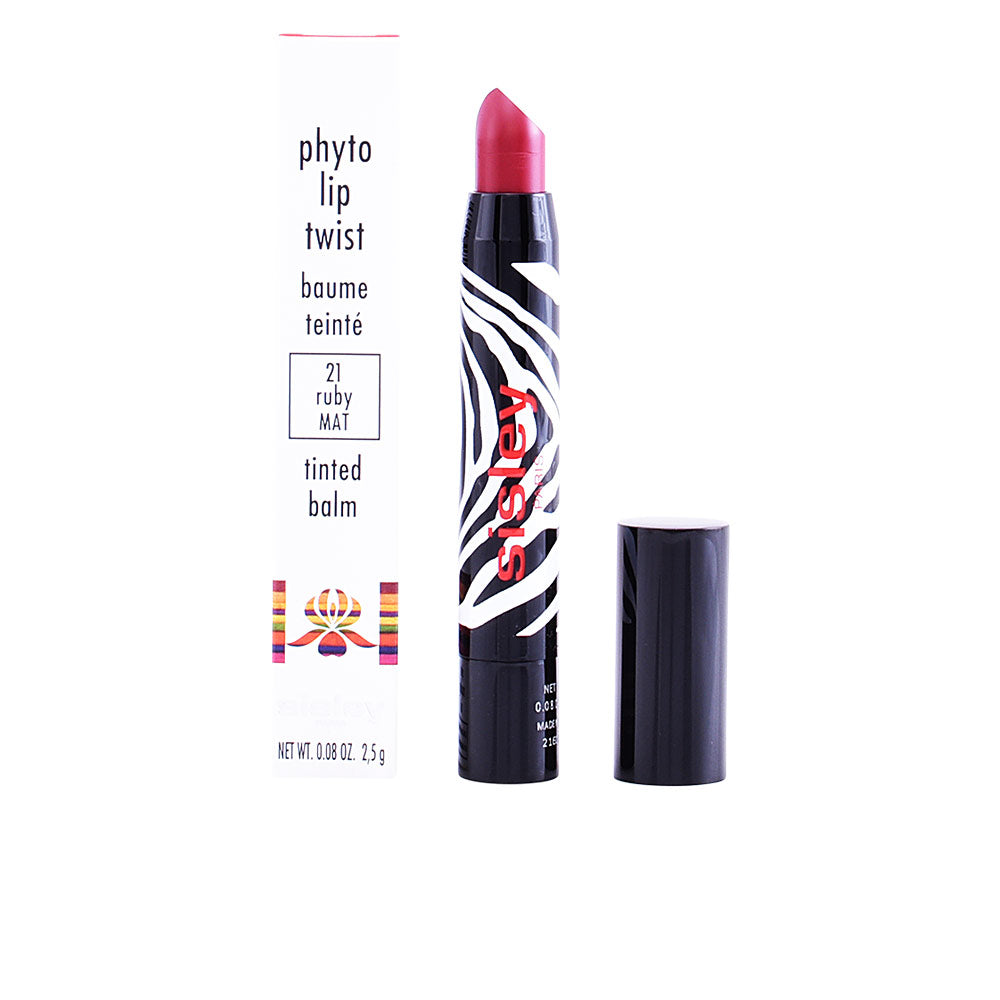 Twist-up tinted lip balm, satin red shade, 2.5 g, Unisex