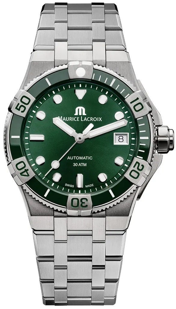 Maurice Lacroix Silver-Green Diver's Watch