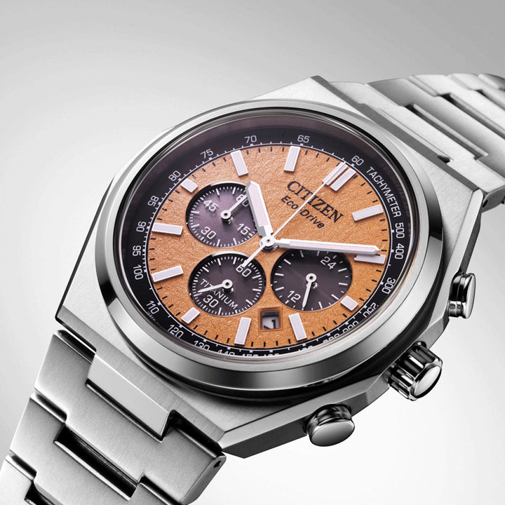 Precision Titanium Chronograph with Vibrant Orange Dial