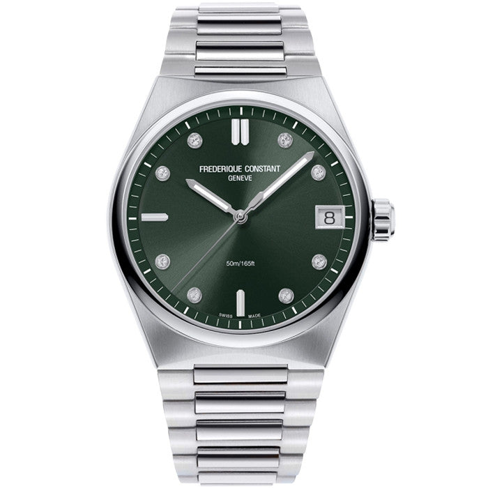 Frederique Constant Silver-Green Swiss Analog Watch