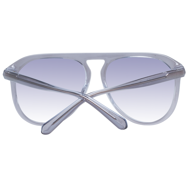 Transparent gray plastic aviator sunglasses with purple gradient lenses and double bridge, Unisex modern design