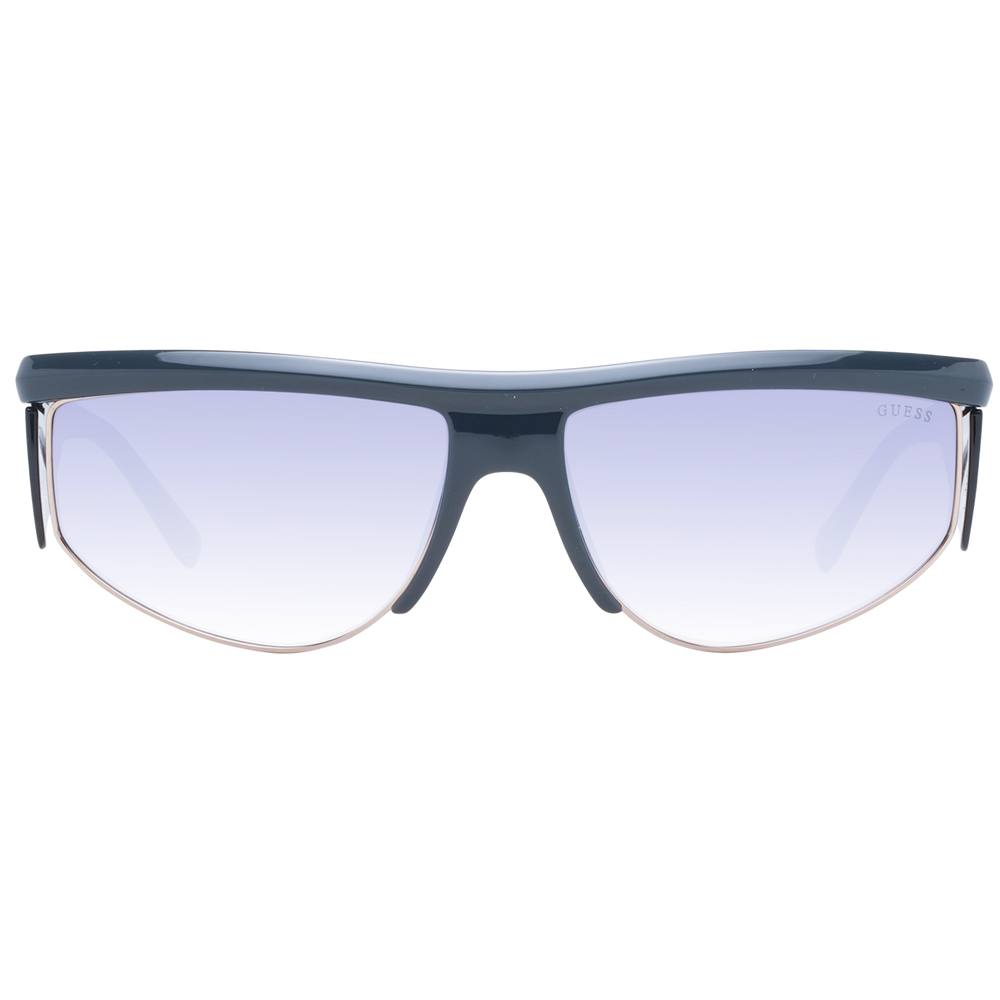 Dark gray semi-rimless sunglasses with metal rim and purple gradient lenses, sporty side shields, Women’s style