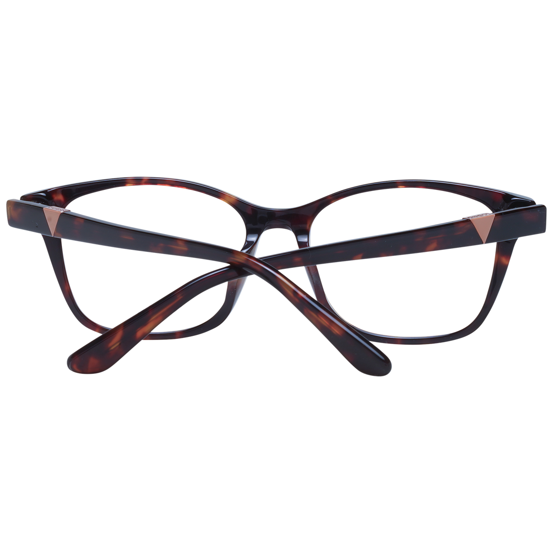 Tortoiseshell square eyeglasses for Women in brown and black plastic with metal triangle temple detail