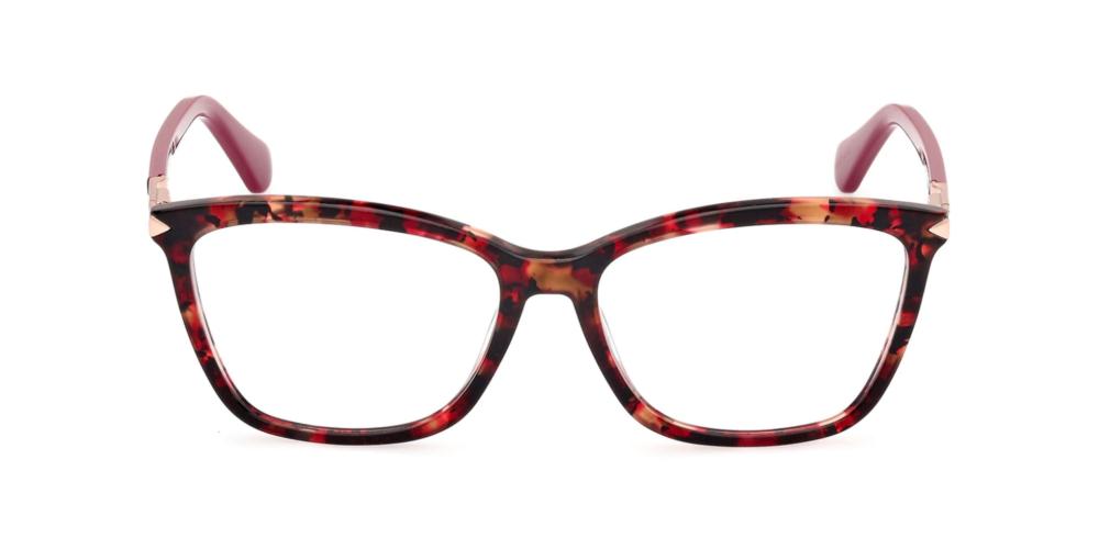Tortoise cat-eye eyeglasses with square lenses, red temples and metal-accent hinges, modern fashionable Women’s frame