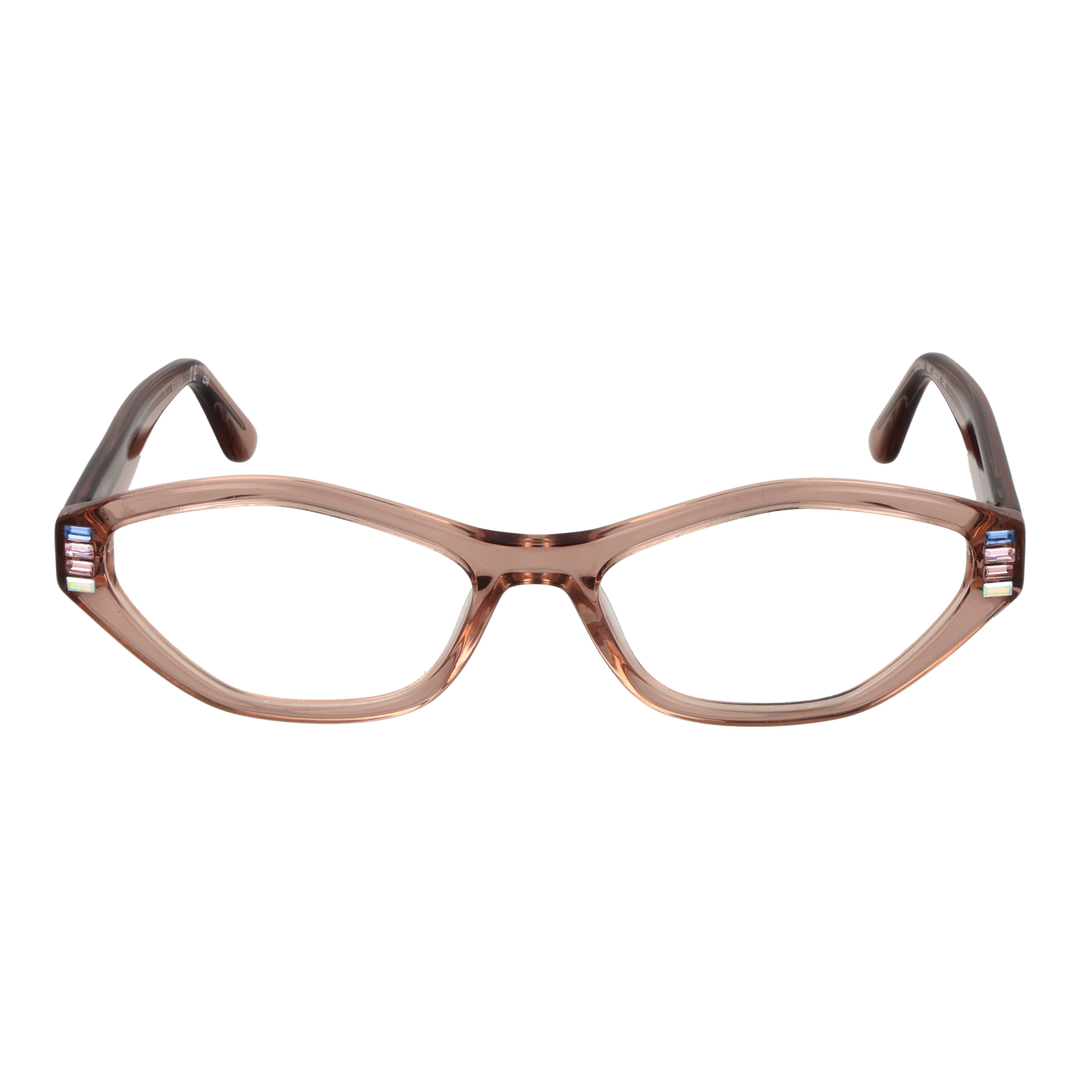 Brown plastic cat‑eye eyeglasses for Women with decorative colored stones on outer corners