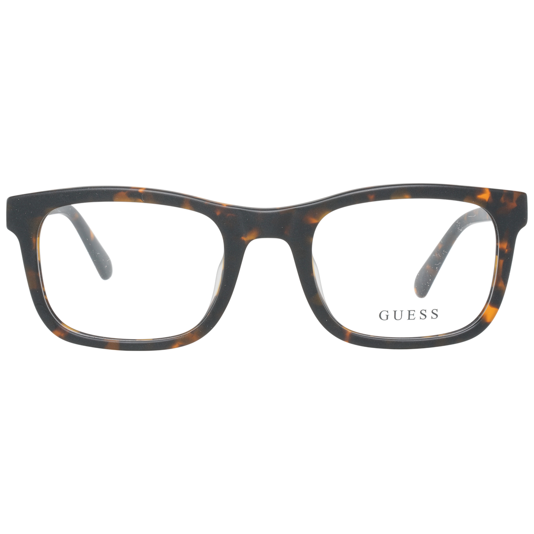 Unisex tortoiseshell full-rim rectangular eyeglasses in brown-black pattern with small metal temple detail