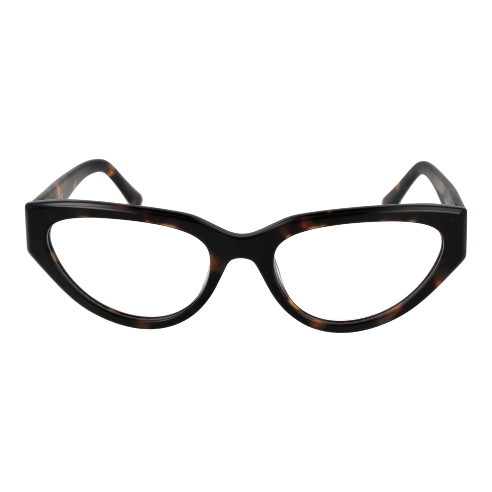Tortoiseshell and black cat-eye eyeglasses in plastic with logo on temple, women's optical frames