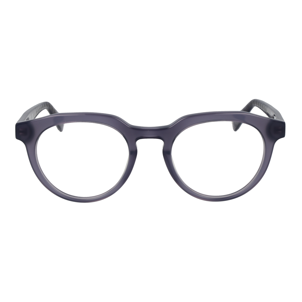 Dark purple transparent round eyeglasses in thick plastic frame, modern Unisex optical style