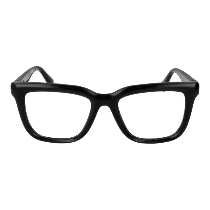 Unisex black plastic full-rim eyeglasses with thick rectangular lenses and modern silhouette