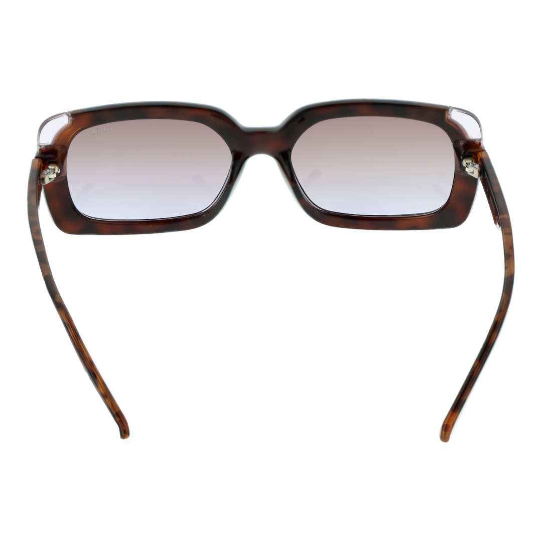 Tortoise brown oversized square sunglasses with gradient lenses and gold corner accents, signature G on temples