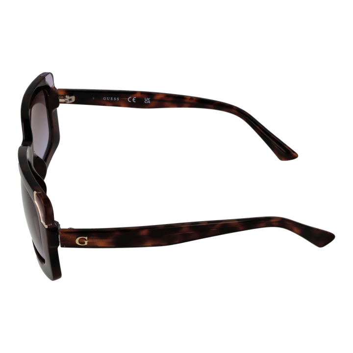 Tortoise brown oversized square sunglasses with gradient lenses and gold corner accents, signature G on temples