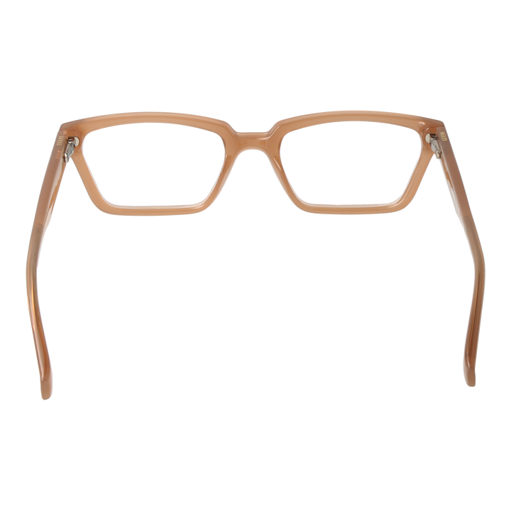 Unisex transparent brown plastic rectangular eyeglasses with low-profile temples, modern full-rim frame