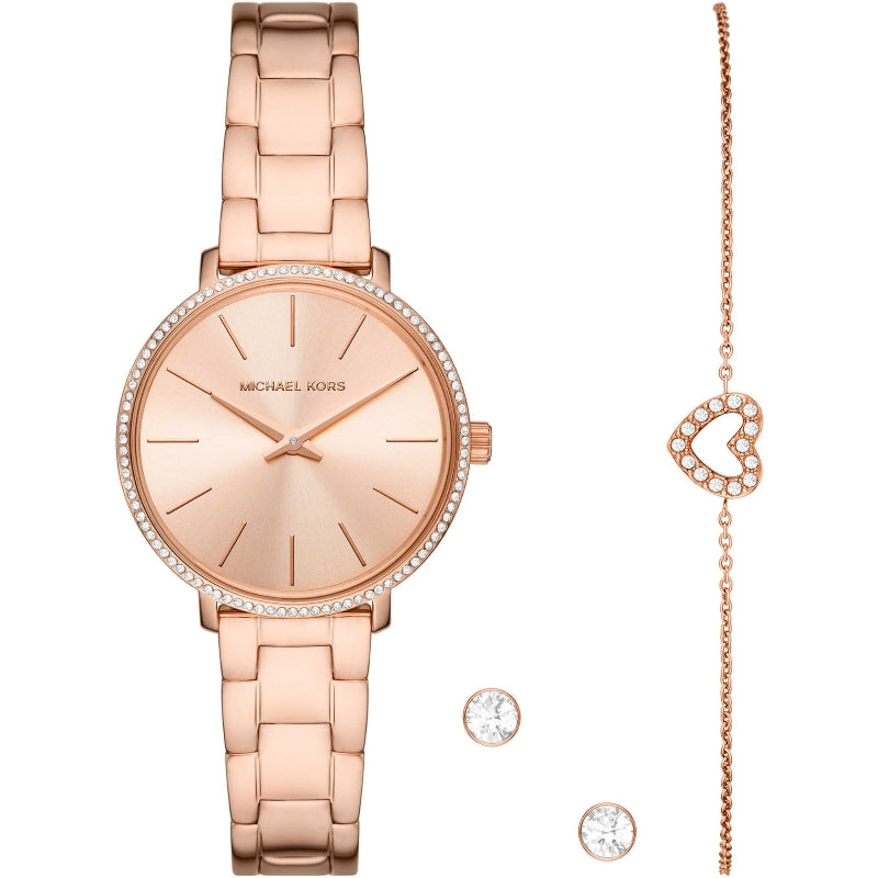 Michael Kors Rose Gold Crystal Watch Set
