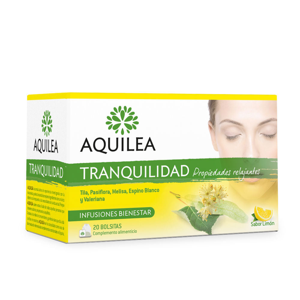 Box of 20 calming lemon herbal tea bags, botanical blend packaging