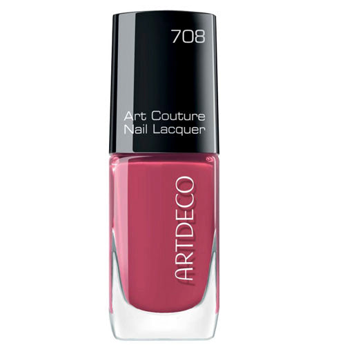 10 ml cream red nail polish in glass bottle with angled brush, minimal cap